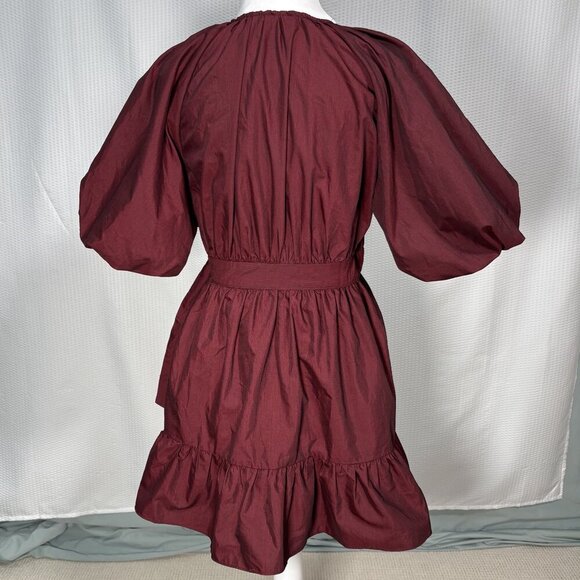 ASOS Design Short Blood Red Dark Romantic Deep V Wrap Dress Whimsygoth US Size 6 - Picture 2 of 10